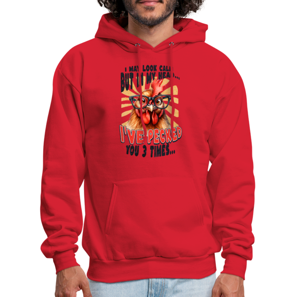 I May Look Calm But In My Head... Funny Crazy Chicken Hoodie - red