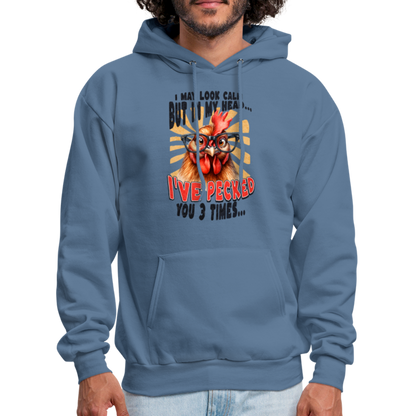 I May Look Calm But In My Head... Funny Crazy Chicken Hoodie - denim blue