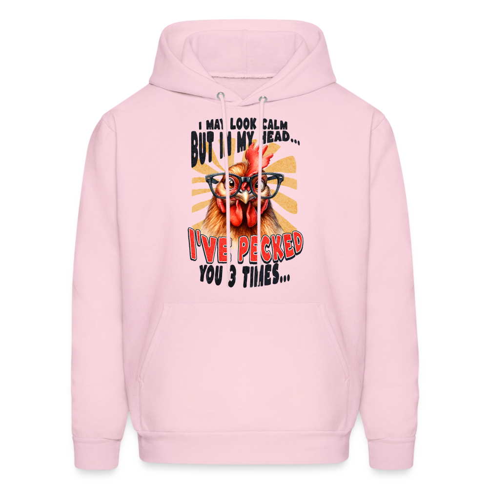 I May Look Calm But In My Head... Funny Crazy Chicken Hoodie - pale pink