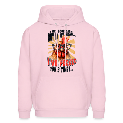 I May Look Calm But In My Head... Funny Crazy Chicken Hoodie - pale pink