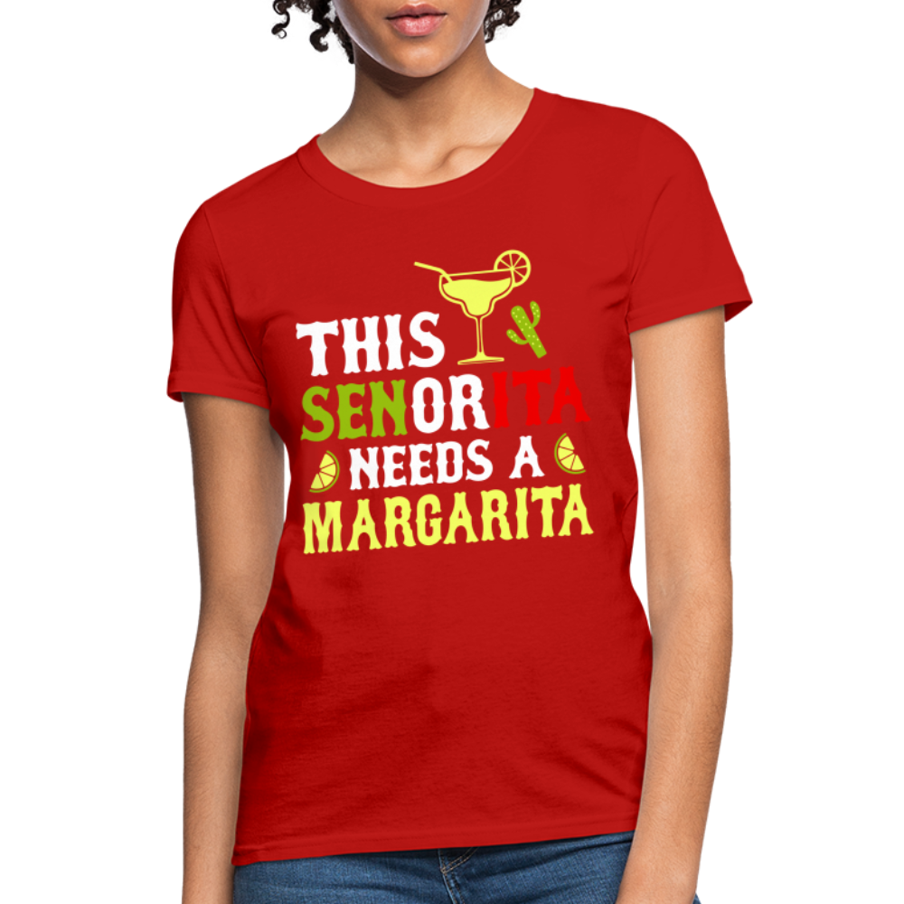 This Señorita Needs A Margarita - Cinco de Mayo T-Shirt Color: red