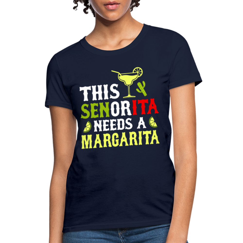 This Señorita Needs A Margarita - Cinco de Mayo T-Shirt Color: navy