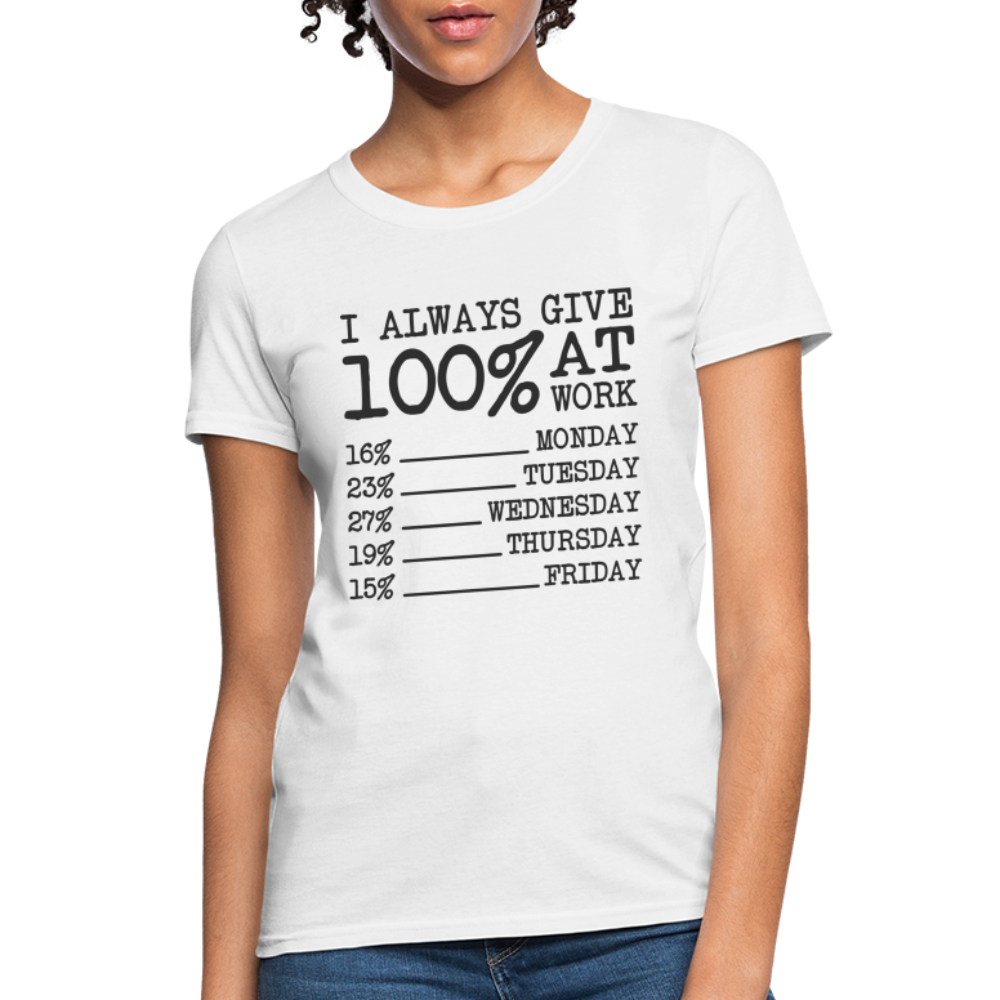I Always Give 100% at Work Women's T-Shirt (Work Humor) - white