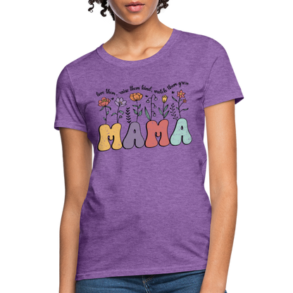 Mama - Love Them, Raise Them Kind, Watch Them Grow T-Shirt - purple heather