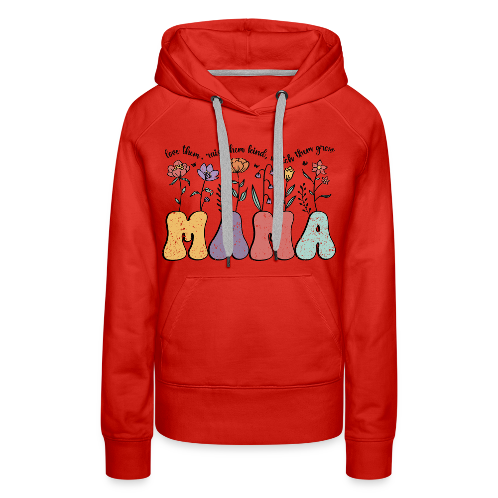 "Mama - Love Them, Raise Them Kind, Watch Them Grow" Women’s Premium Hoodie - red