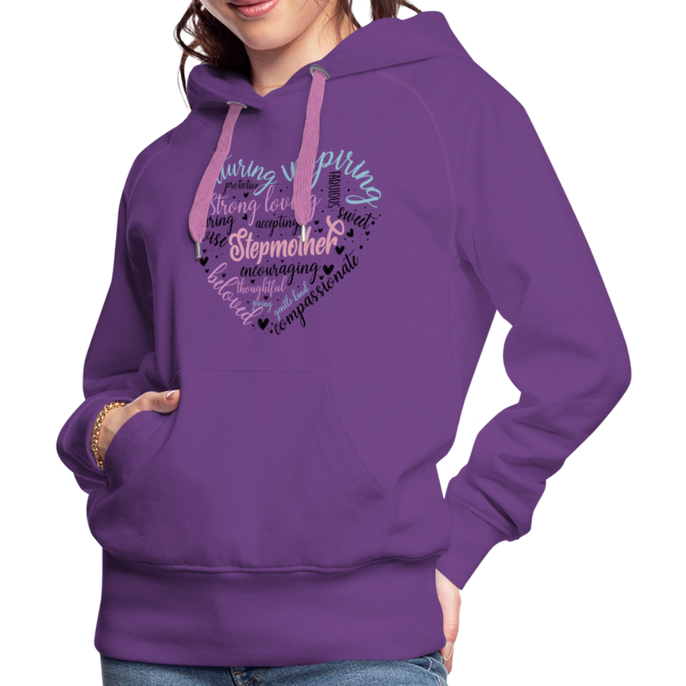 Stepmother Word Art Heart Women’s Premium Hoodie - purple 