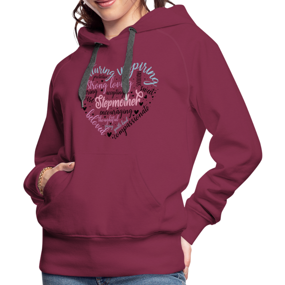Stepmother Word Art Heart Women’s Premium Hoodie - burgundy