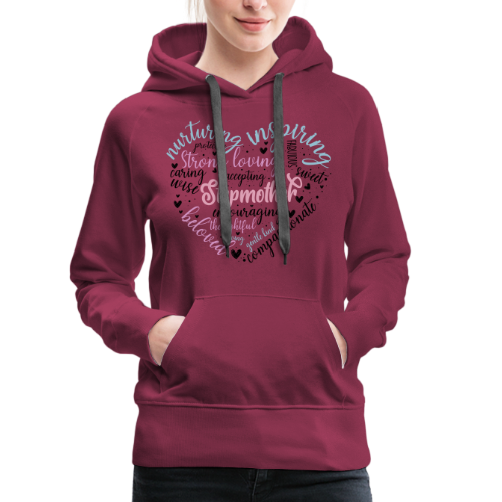 Stepmother Word Art Heart Women’s Premium Hoodie - burgundy