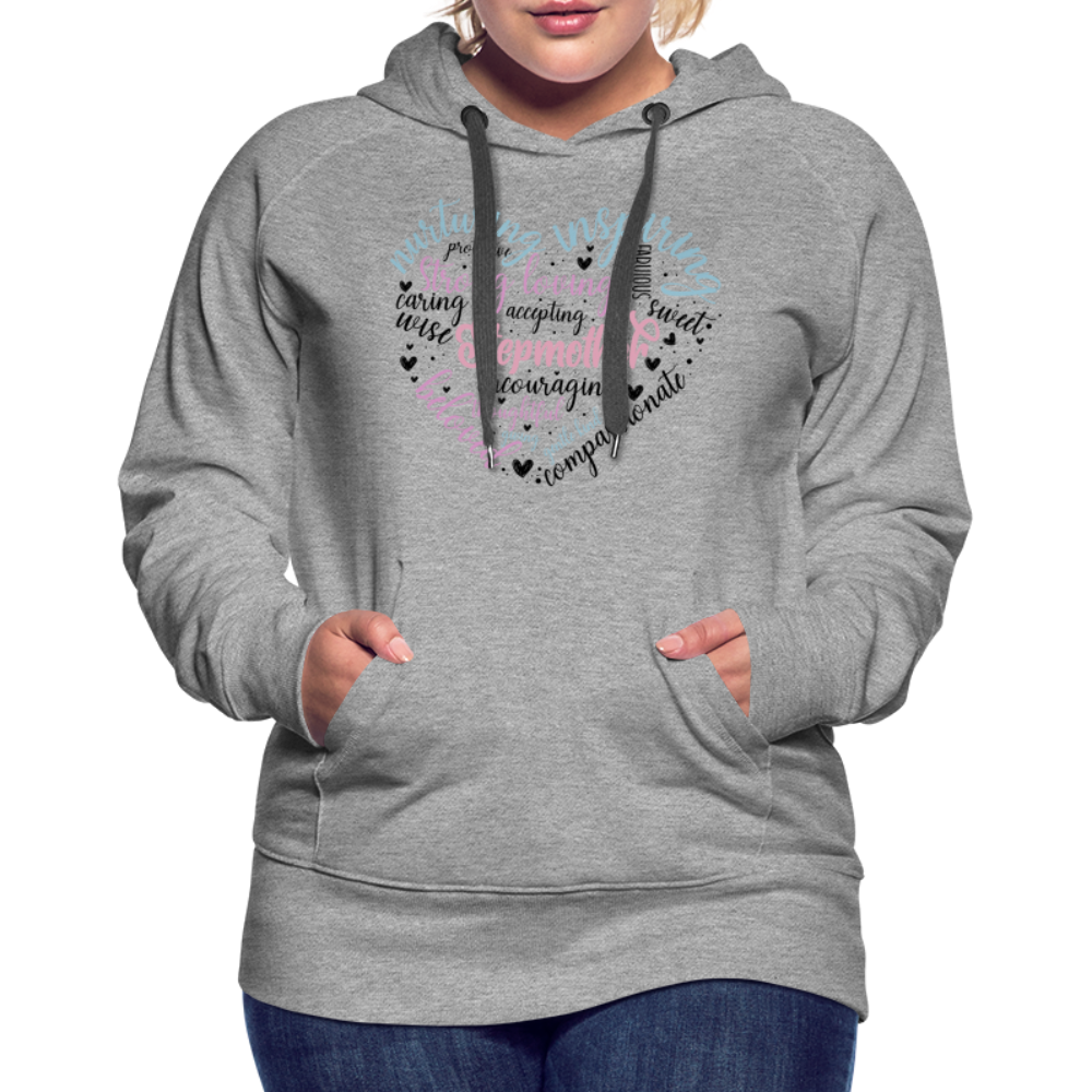 Stepmother Word Art Heart Women’s Premium Hoodie - heather grey