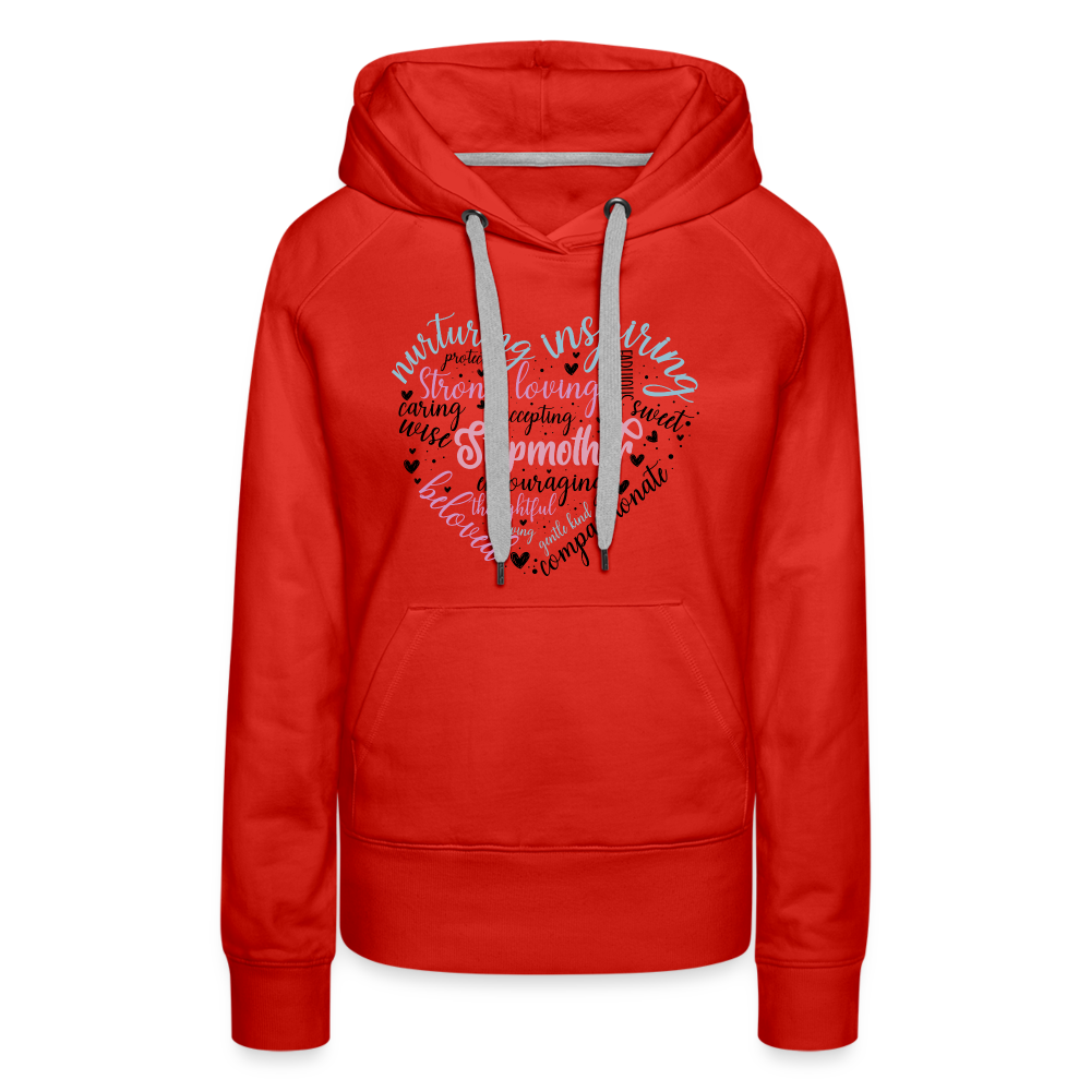 Stepmother Word Art Heart Women’s Premium Hoodie - red