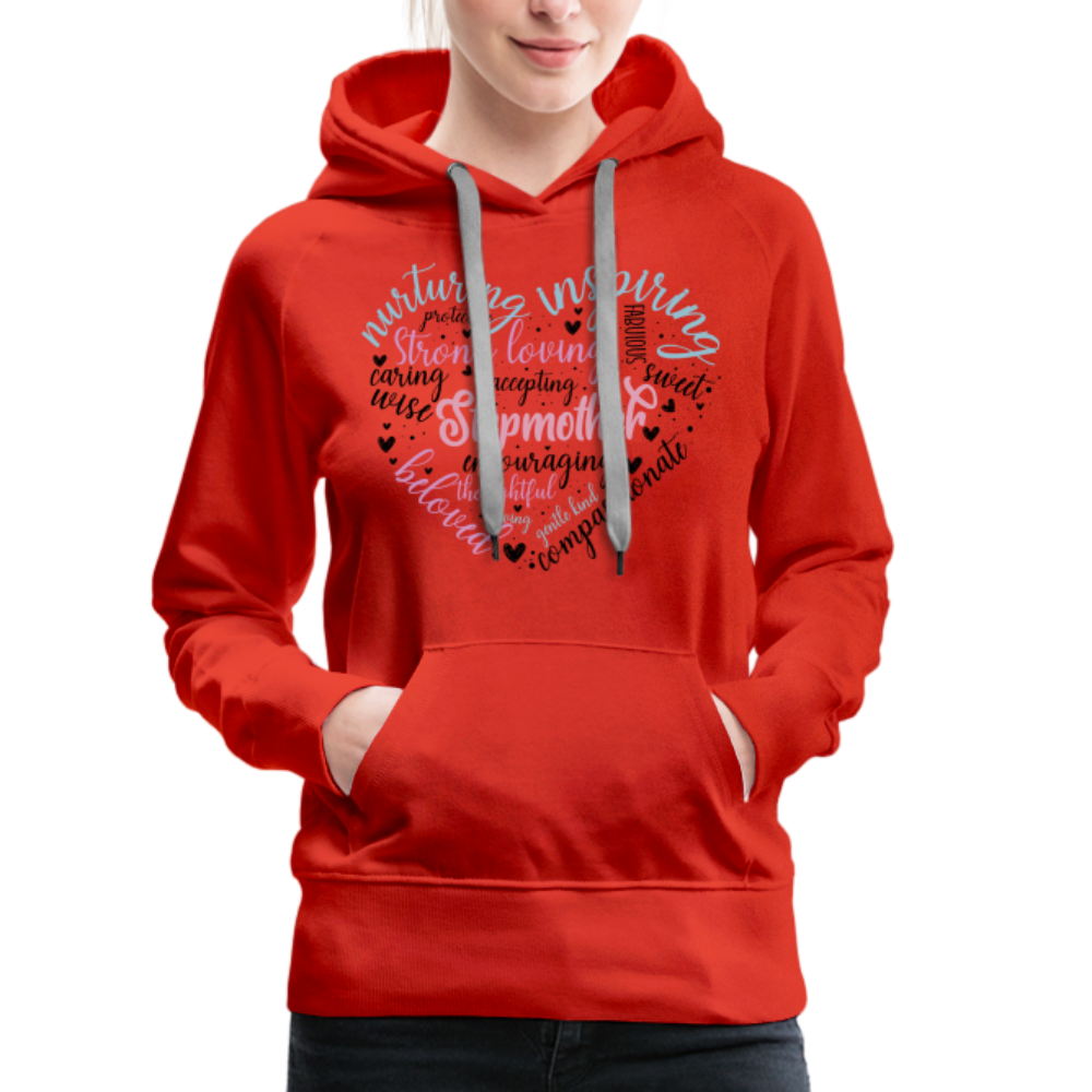 Stepmother Word Art Heart Women’s Premium Hoodie - red