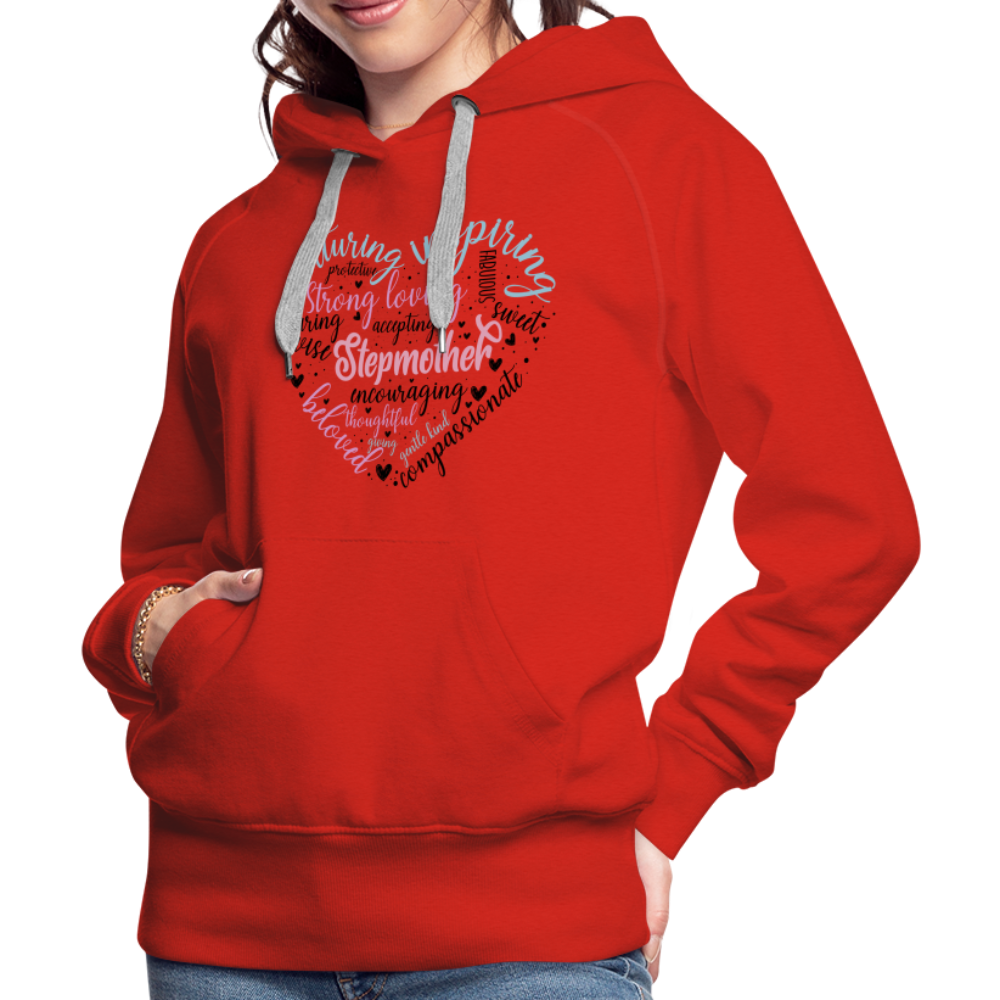Stepmother Word Art Heart Women’s Premium Hoodie - red