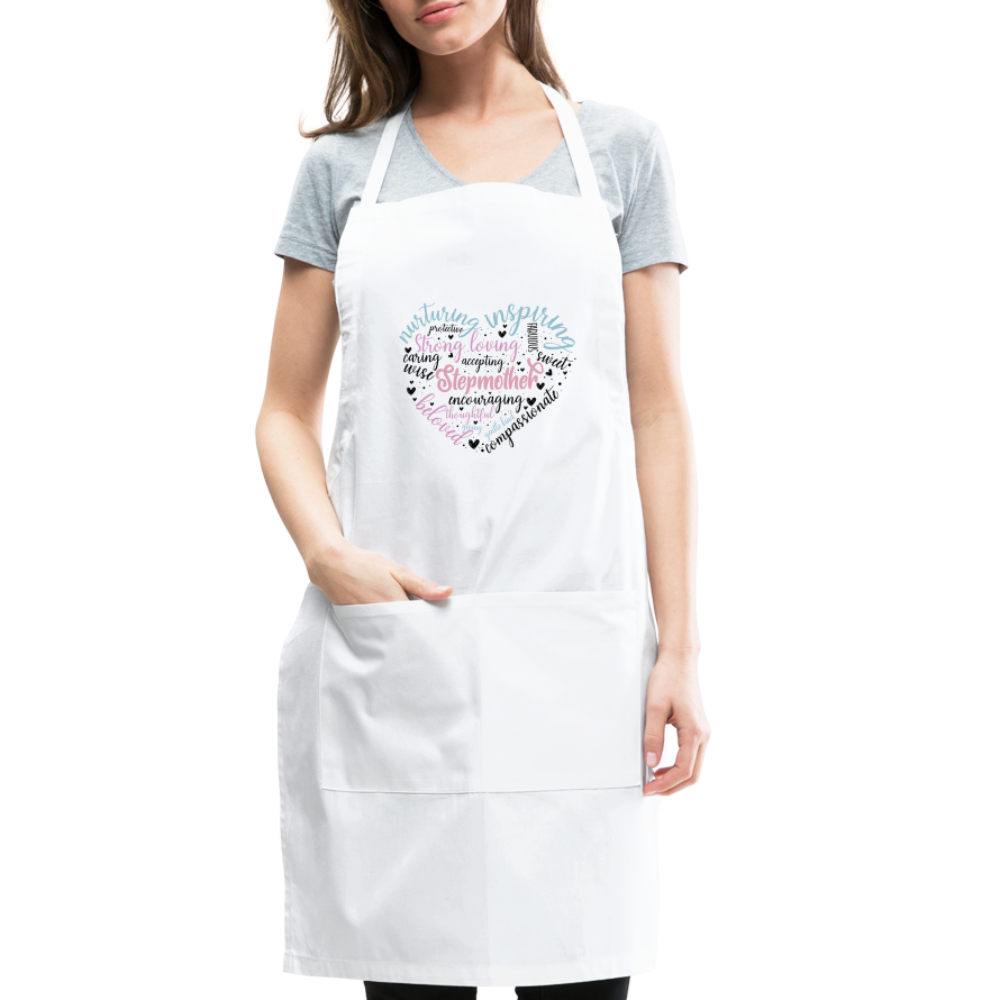 Stepmother Word Art Heart Adjustable Apron - white