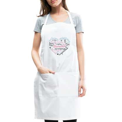 Stepmother Word Art Heart Adjustable Apron - white