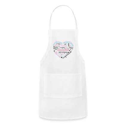 Stepmother Word Art Heart Adjustable Apron - white