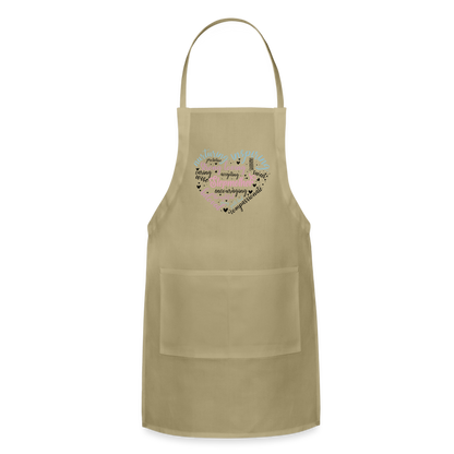 Stepmother Word Art Heart Adjustable Apron - khaki