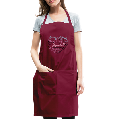 Stepmother Word Art Heart Adjustable Apron - burgundy