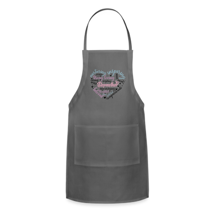 Stepmother Word Art Heart Adjustable Apron - charcoal