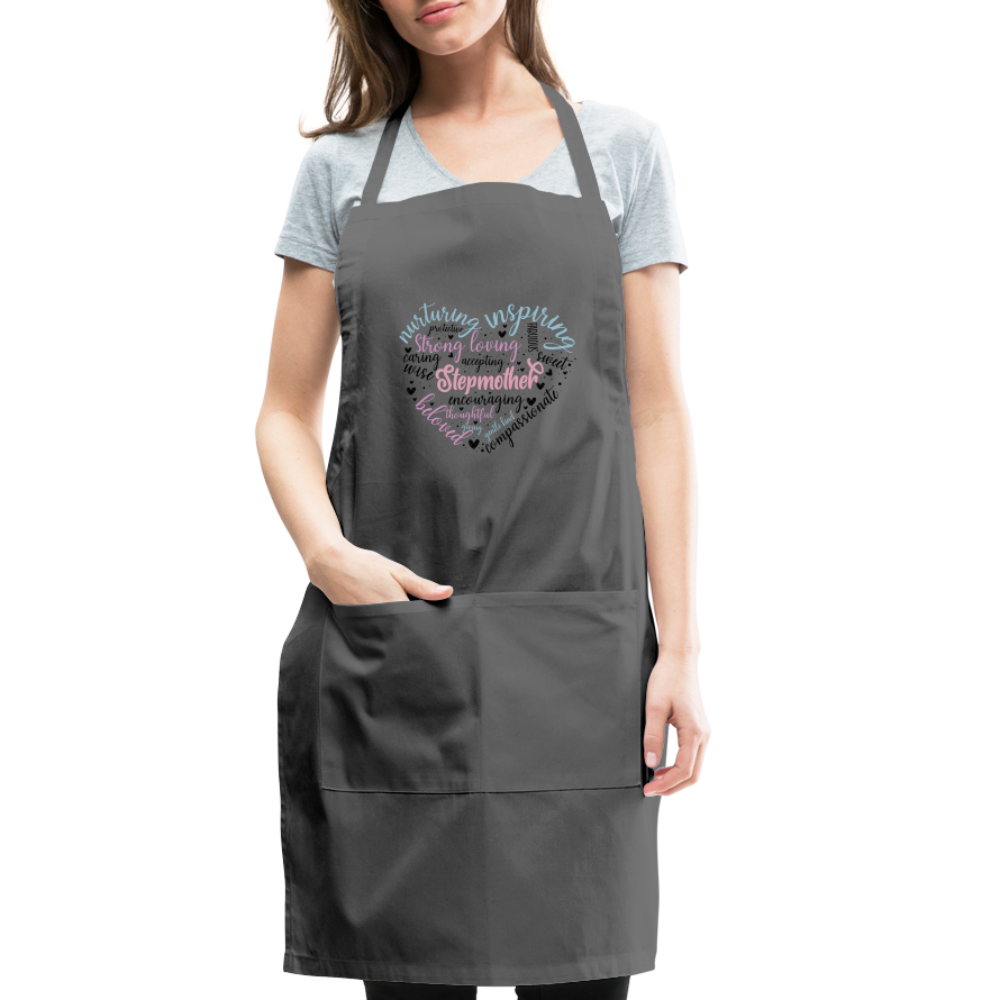 Stepmother Word Art Heart Adjustable Apron - charcoal