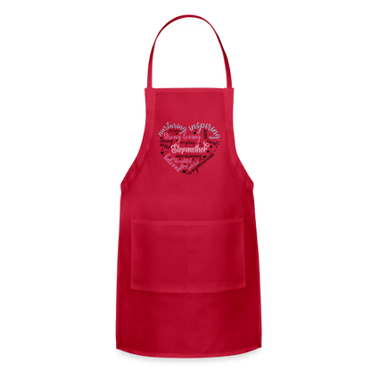Stepmother Word Art Heart Adjustable Apron - red