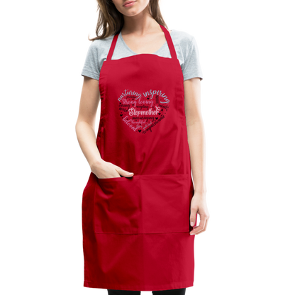 Stepmother Word Art Heart Adjustable Apron - red