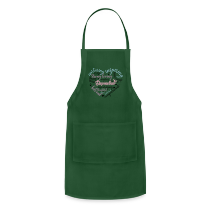 Stepmother Word Art Heart Adjustable Apron - forest green