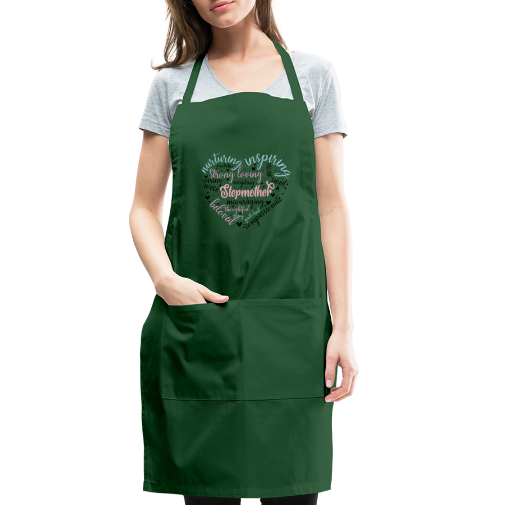 Stepmother Word Art Heart Adjustable Apron - forest green