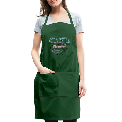 Stepmother Word Art Heart Adjustable Apron - forest green