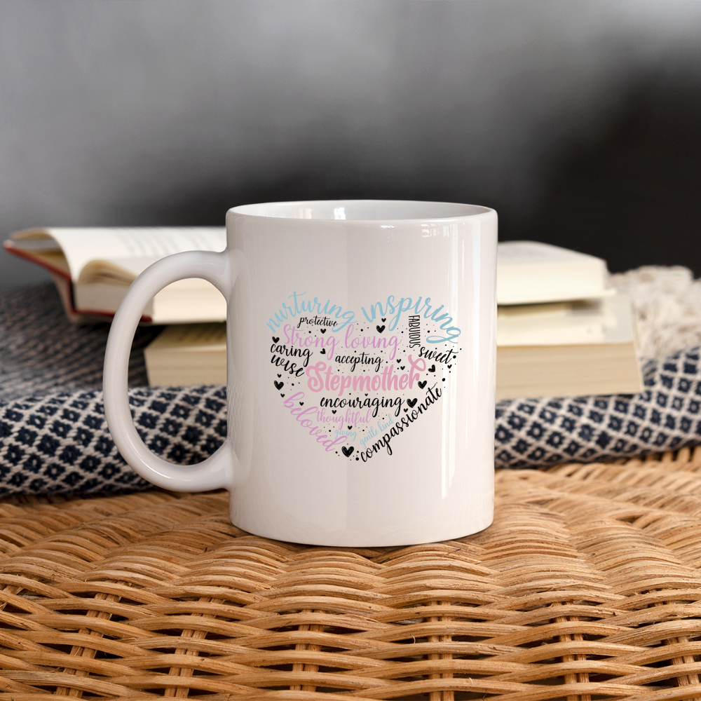 Stepmother Word Art Heart Coffee Mug - white