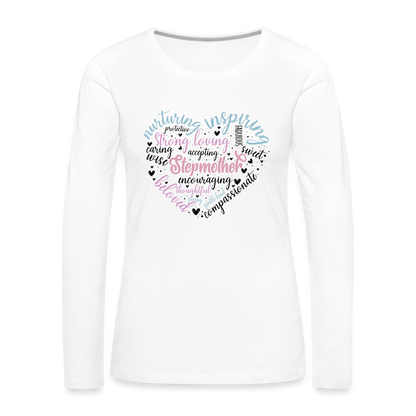 Stepmother Word Art Heart Women's Premium Long Sleeve T-Shirt - white