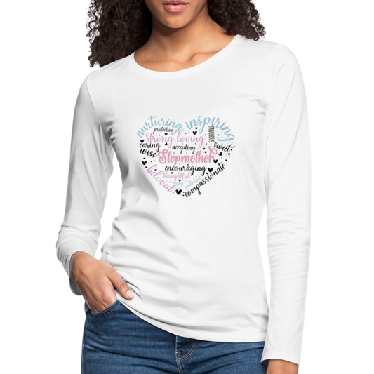 Stepmother Word Art Heart Women's Premium Long Sleeve T-Shirt - white