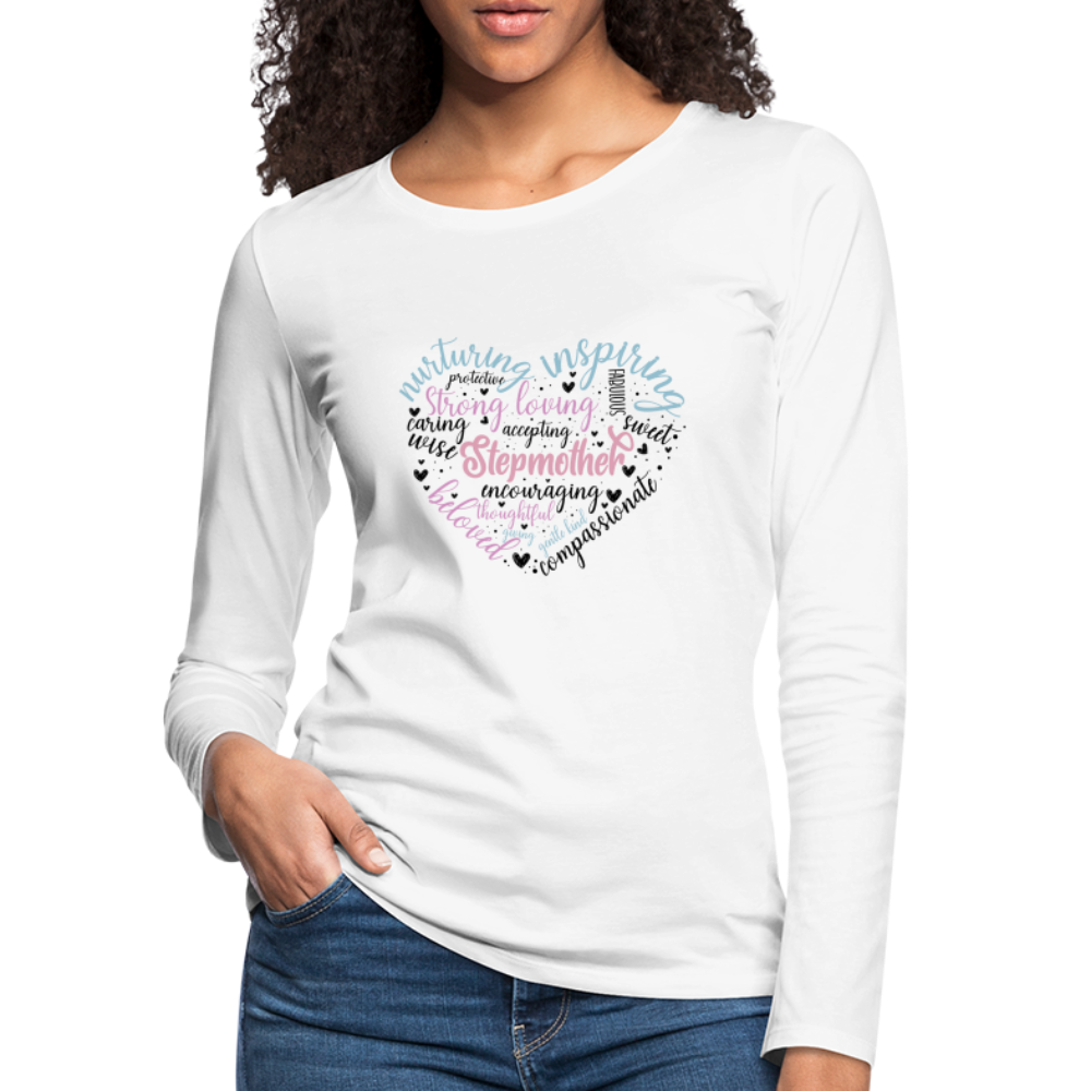 Stepmother Word Art Heart Women's Premium Long Sleeve T-Shirt - white