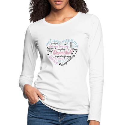 Stepmother Word Art Heart Women's Premium Long Sleeve T-Shirt - white