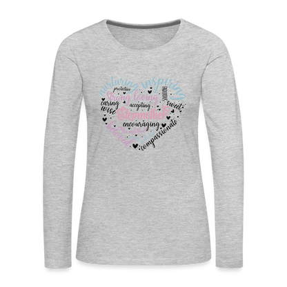 Stepmother Word Art Heart Women's Premium Long Sleeve T-Shirt - heather gray