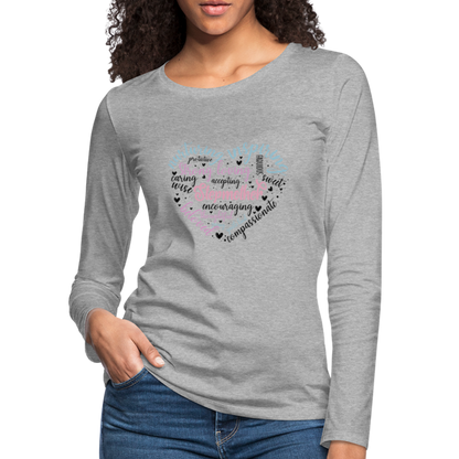 Stepmother Word Art Heart Women's Premium Long Sleeve T-Shirt - heather gray