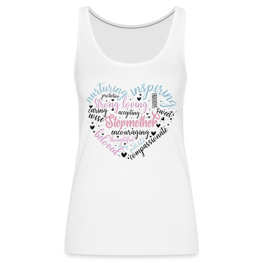 Stepmother Word Art Heart Women’s Premium Tank Top - white