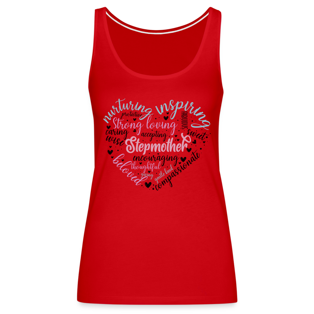 Stepmother Word Art Heart Women’s Premium Tank Top - red