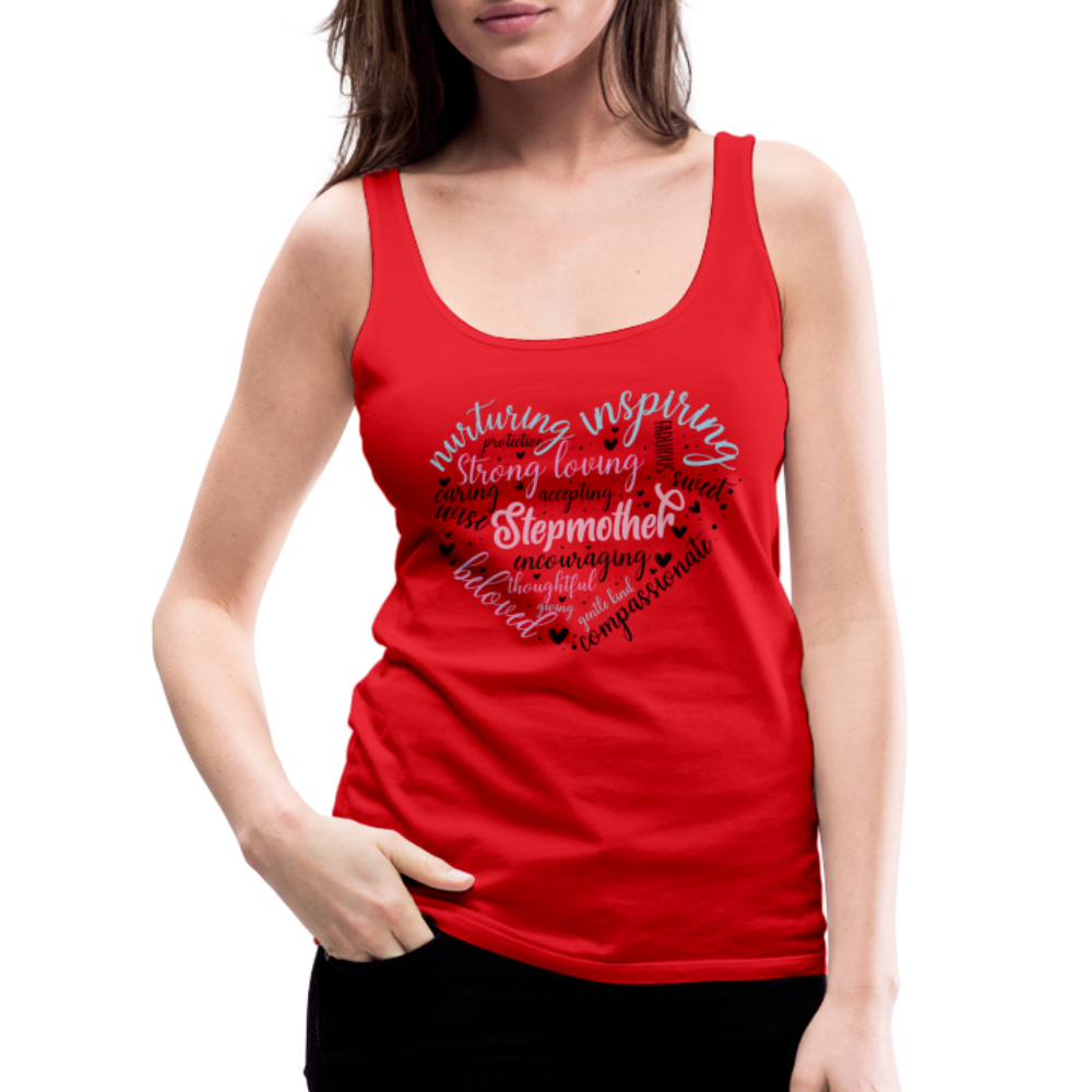 Stepmother Word Art Heart Women’s Premium Tank Top - red