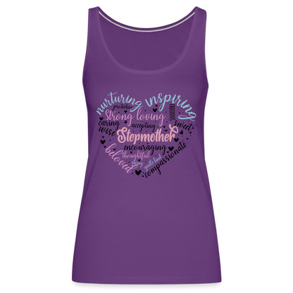 Stepmother Word Art Heart Women’s Premium Tank Top - purple