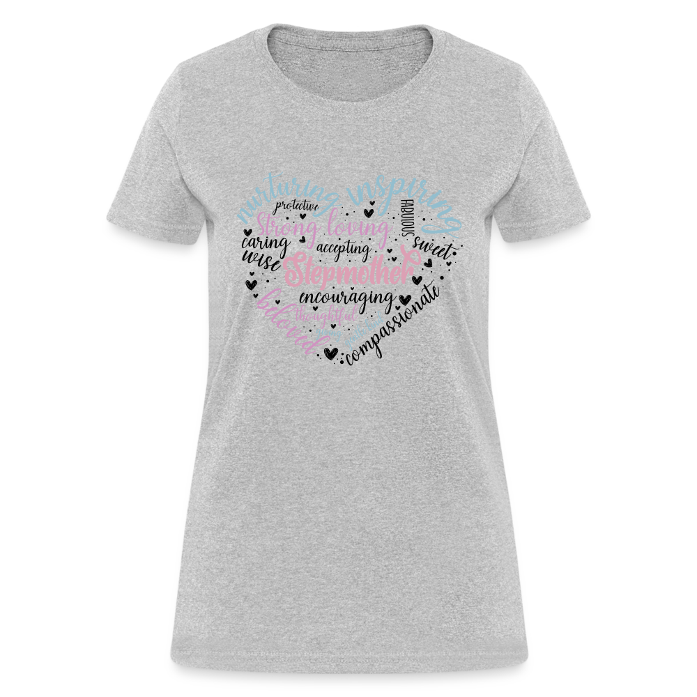 Stepmother Word Art Heart Women's T-Shirt - heather gray