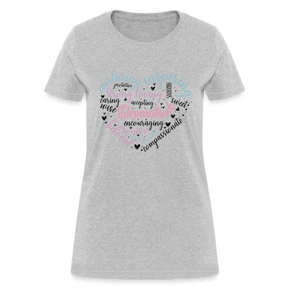 Stepmother Word Art Heart Women's T-Shirt - heather gray