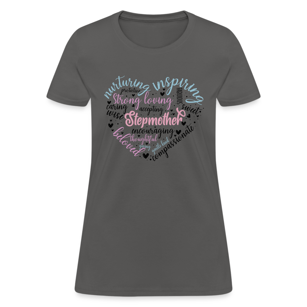Stepmother Word Art Heart Women's T-Shirt - charcoal