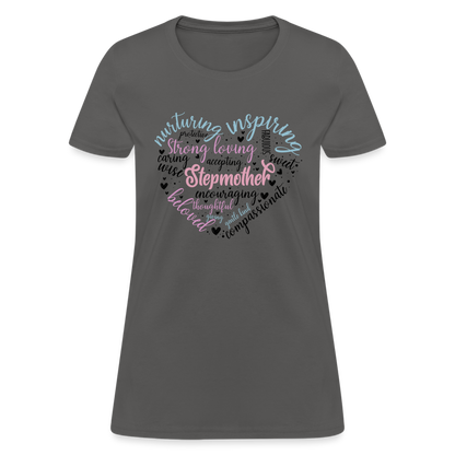 Stepmother Word Art Heart Women's T-Shirt - charcoal