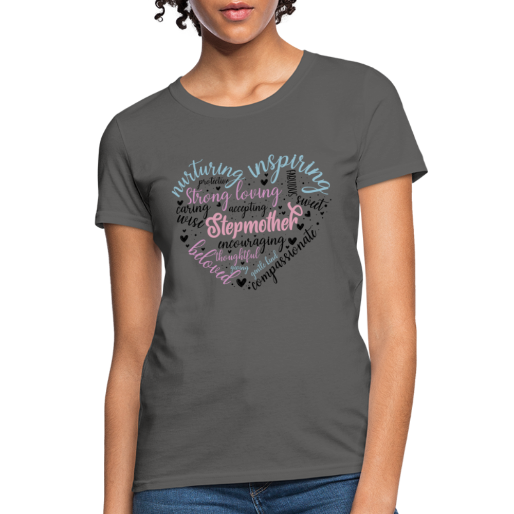 Stepmother Word Art Heart Women's T-Shirt - charcoal