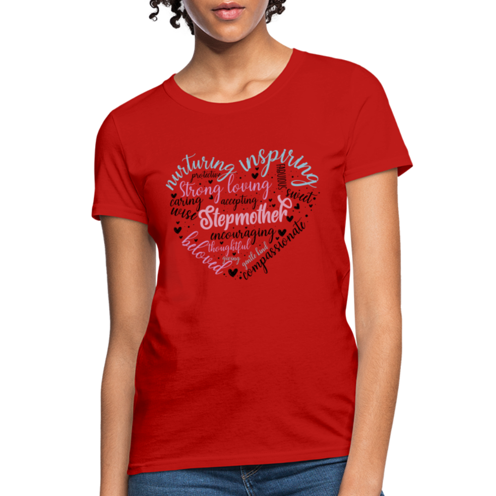 Stepmother Word Art Heart Women's T-Shirt - red