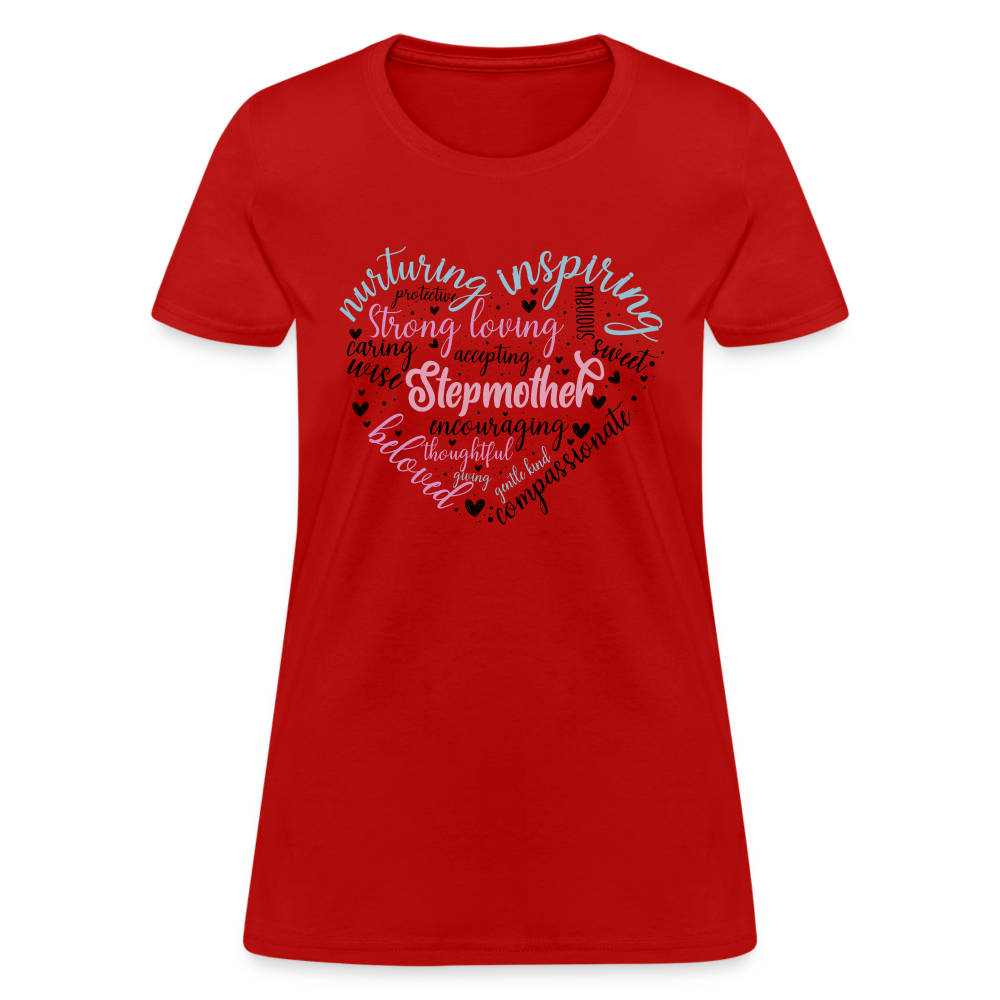Stepmother Word Art Heart Women's T-Shirt - red