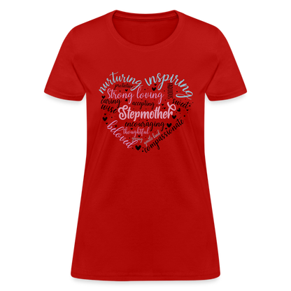 Stepmother Word Art Heart Women's T-Shirt - red