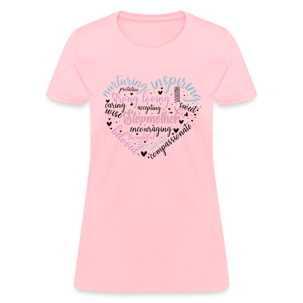Stepmother Word Art Heart Women's T-Shirt - pink