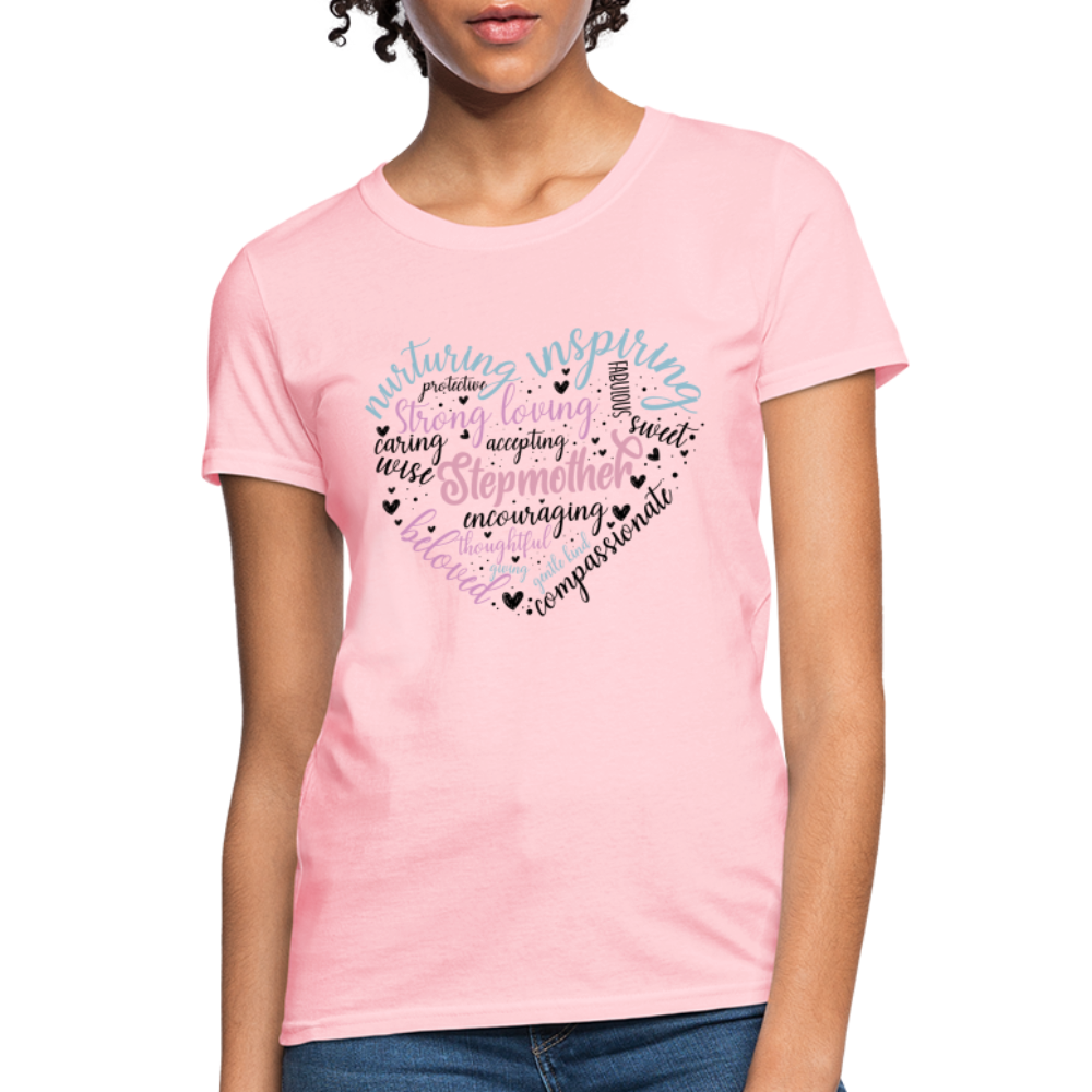 Stepmother Word Art Heart Women's T-Shirt - pink