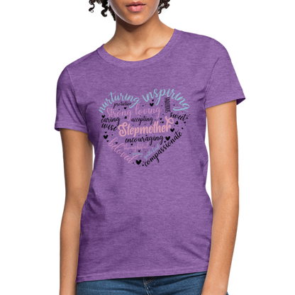 Stepmother Word Art Heart Women's T-Shirt - purple heather